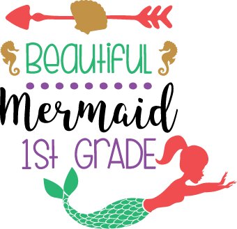 Beautiful Mermaid 1st Grade SVG